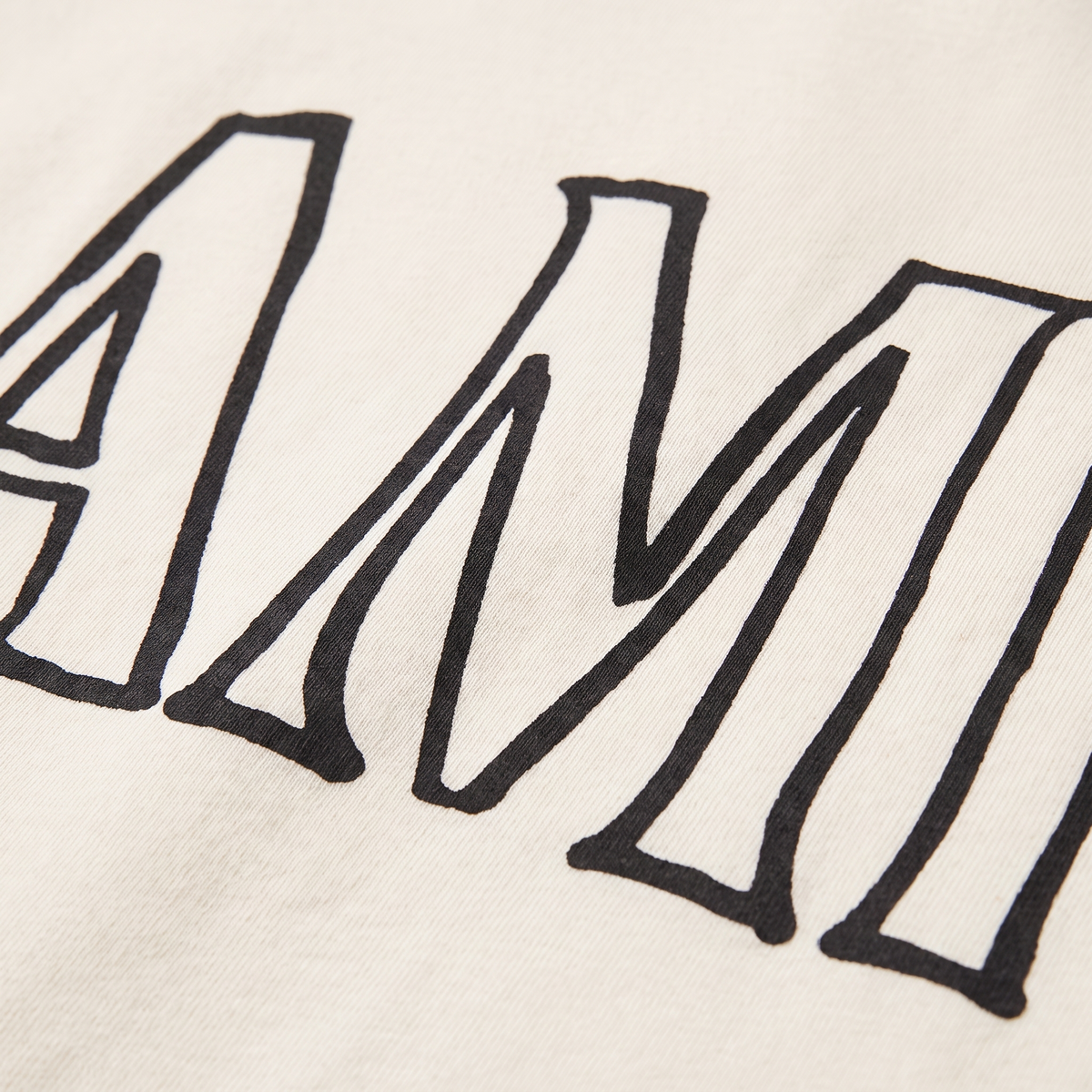 T-shirt Ami Imprimé Crème En Coton – détail du logo