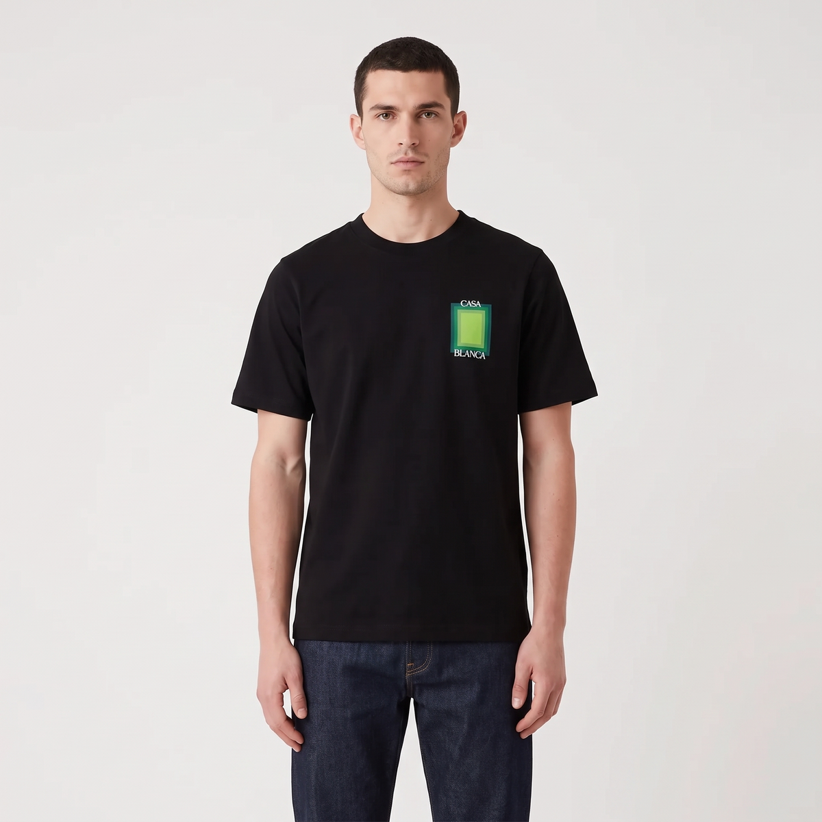 T-shirt Casablanca Gradient Green – porté – face