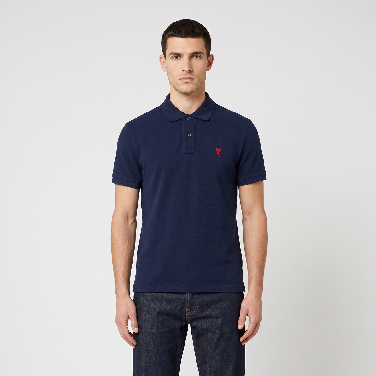 Polo Bleu Marine Ami de Coeur en Coton – porté – face