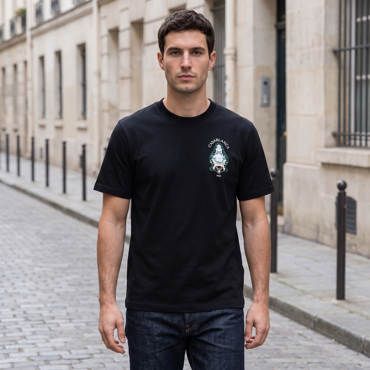 T-shirt Casablanca Hotel Emblem Black – porté – ambiance