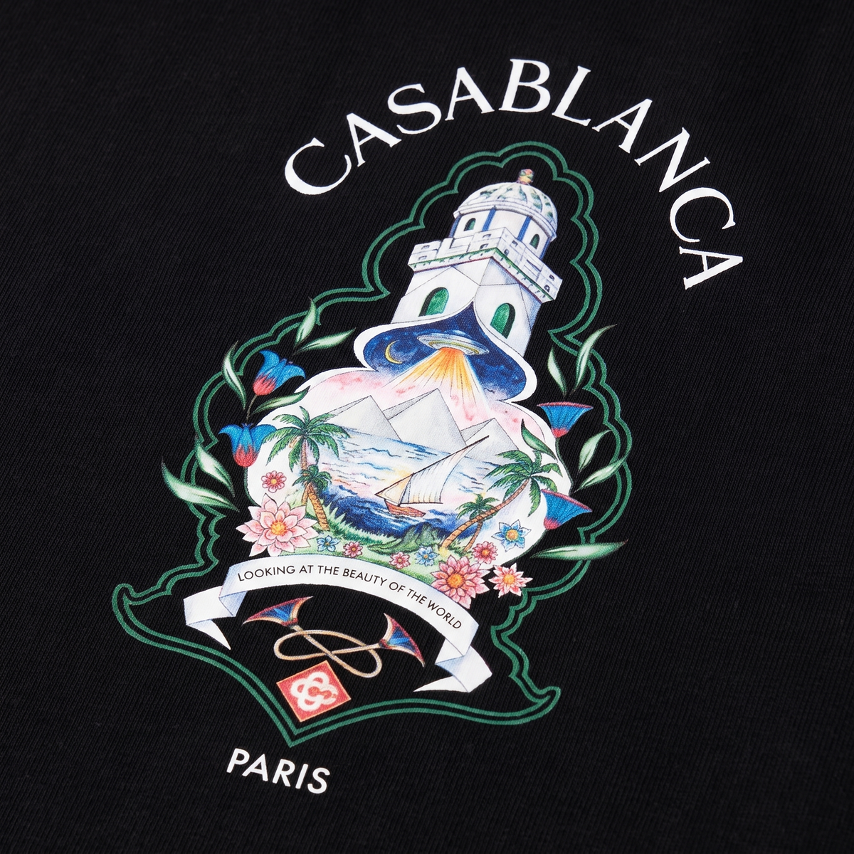 T-shirt Casablanca Hotel Emblem Black – détail du logo