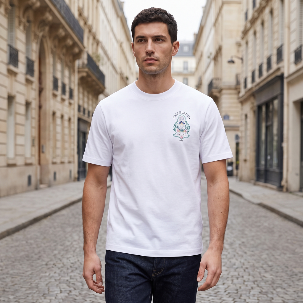 T-shirt Casablanca Hotel Emblem White – porté – ambiance
