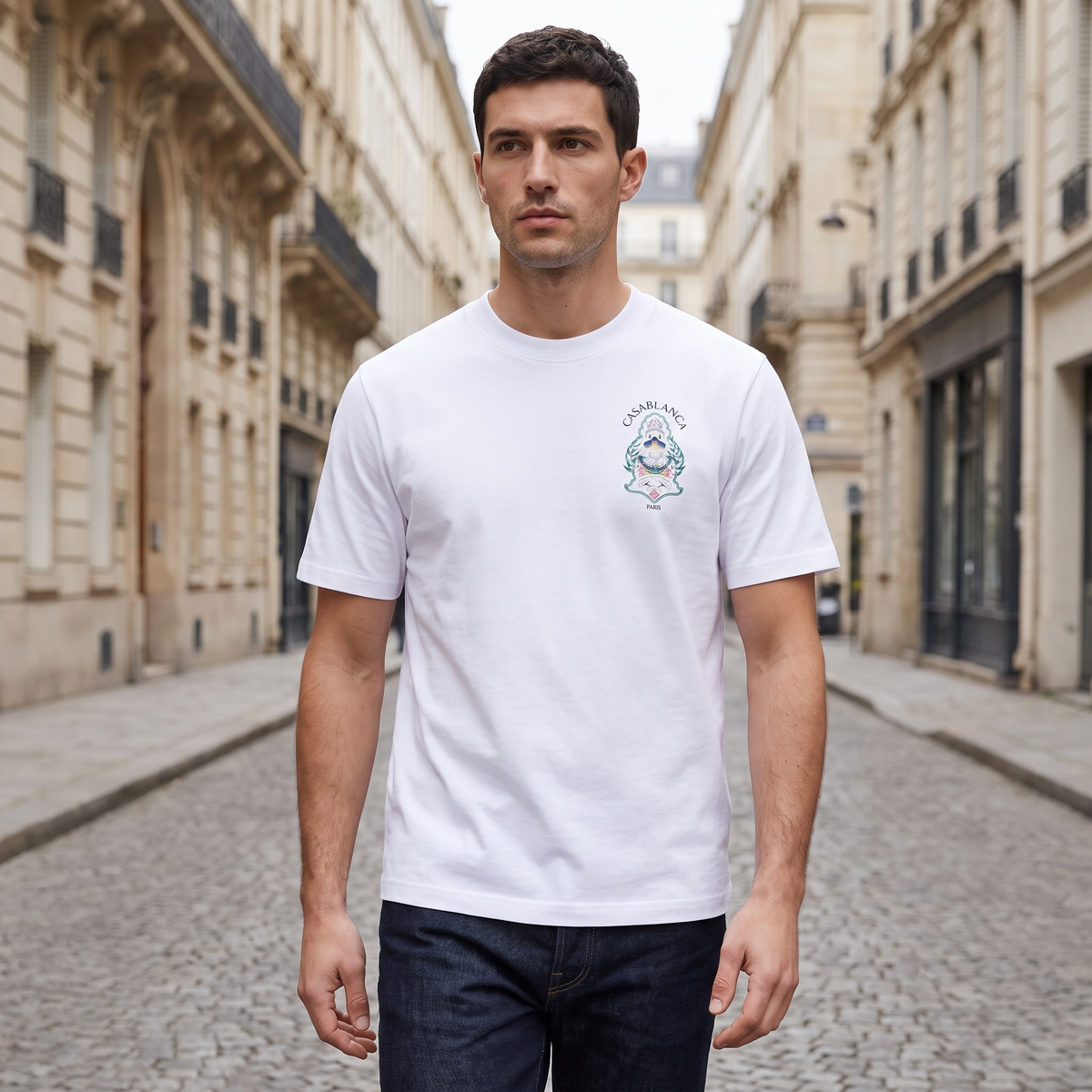 T-shirt Casablanca Hotel Emblem White – porté – ambiance