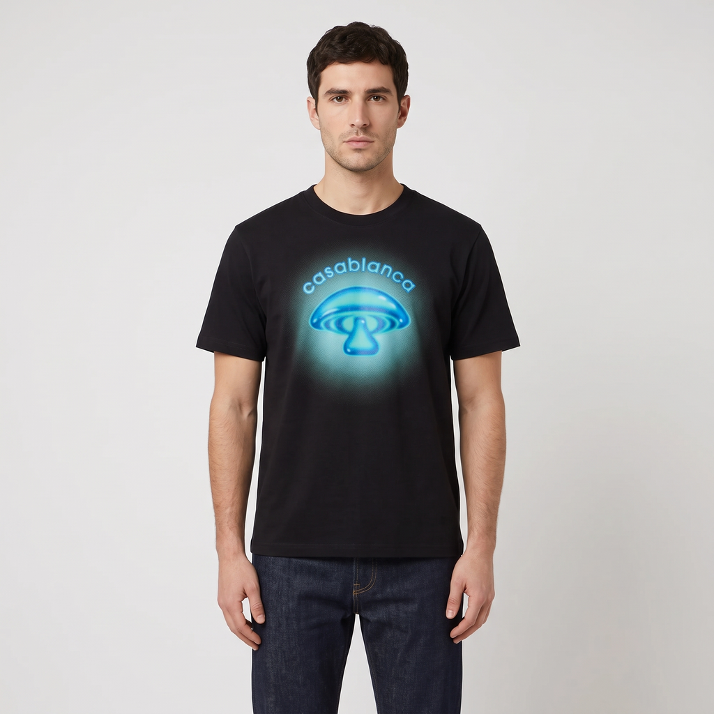 T-shirt Casablanca Airbrush Mushroom – porté – face