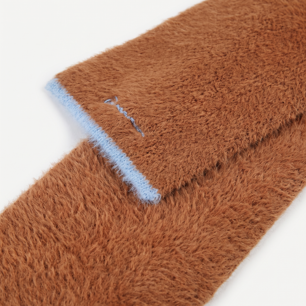 L'écharpe Jacquemus Neve Brown – détail du logo
