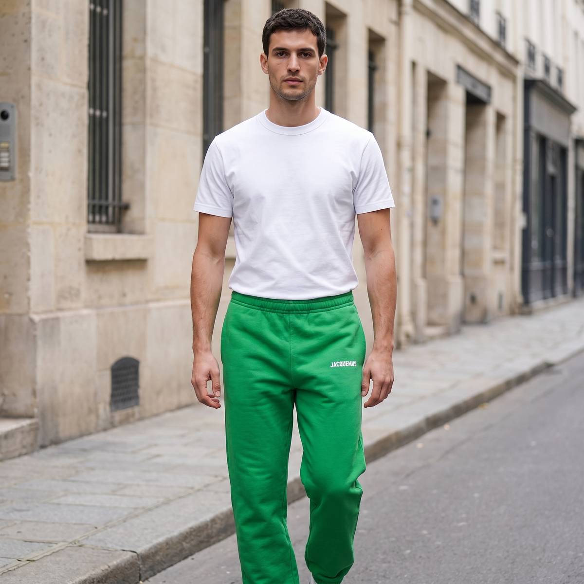 Le Jogging Classique Jacquemus Vert – porté – ambiance