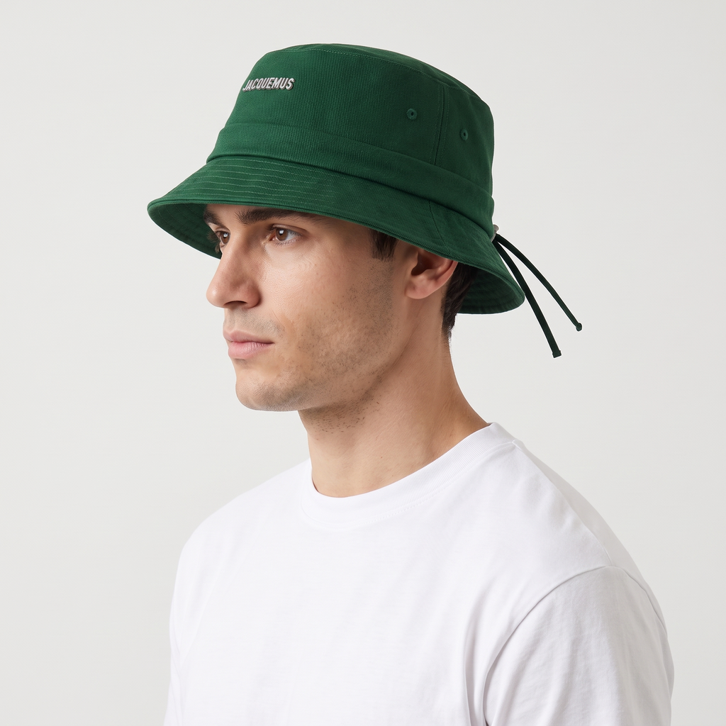 Le Bob Gadjo Jacquemus Green – porté – trois-quarts