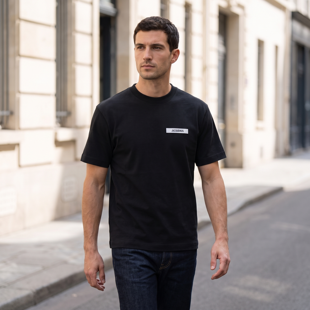 Le t-shirt Gros Grain Jacquemus Black – porté – ambiance