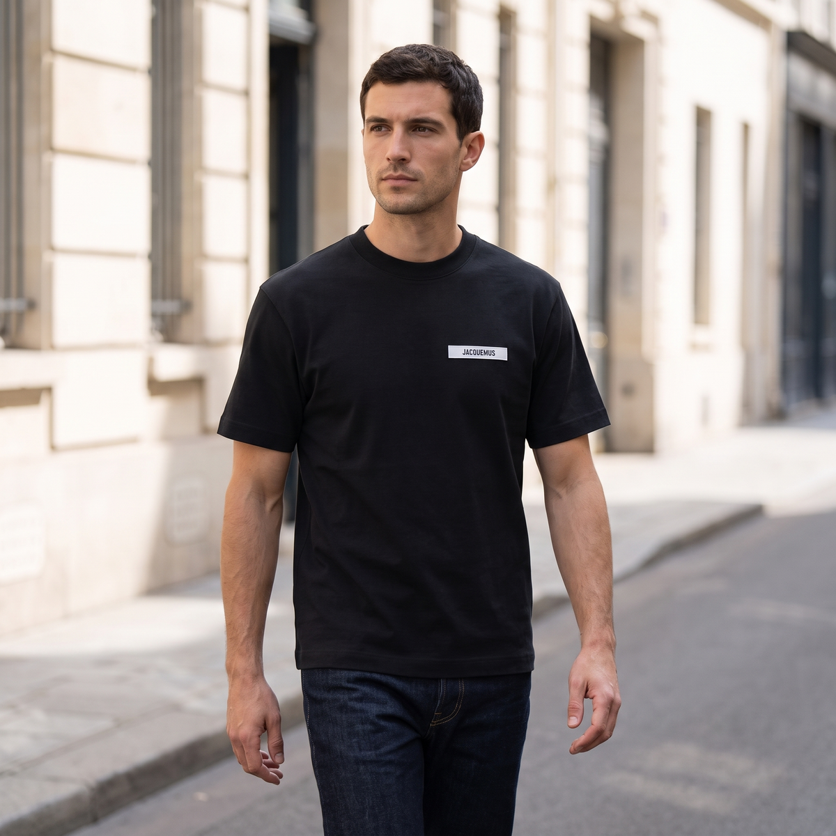 Le t-shirt Gros Grain Jacquemus Black – porté – ambiance