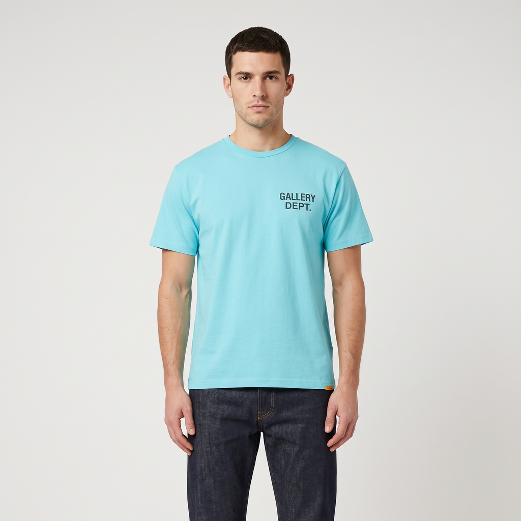 T-shirt Gallery Dept. Souvenir Turquoise – porté – face