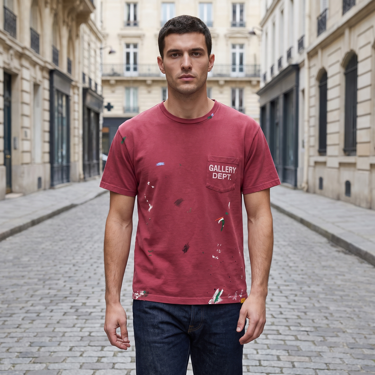 T-shirt Gallery Dept. Vintage Logo Painted Brick – porté – ambiance