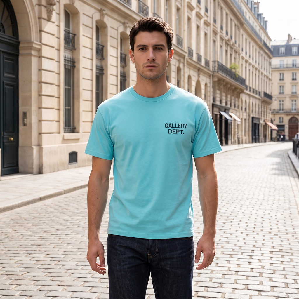 T-shirt Gallery Dept. Souvenir Turquoise – porté – ambiance