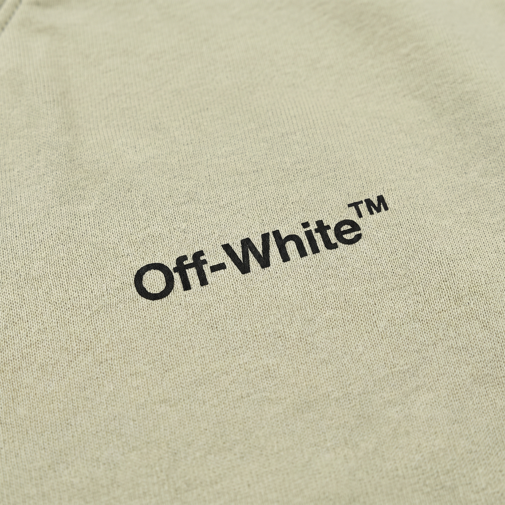 T-shirt Off-White Light Green Logo Black – détail du logo