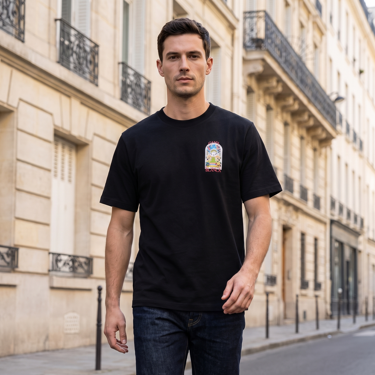 T-shirt Casablanca Landscape Black – porté – ambiance
