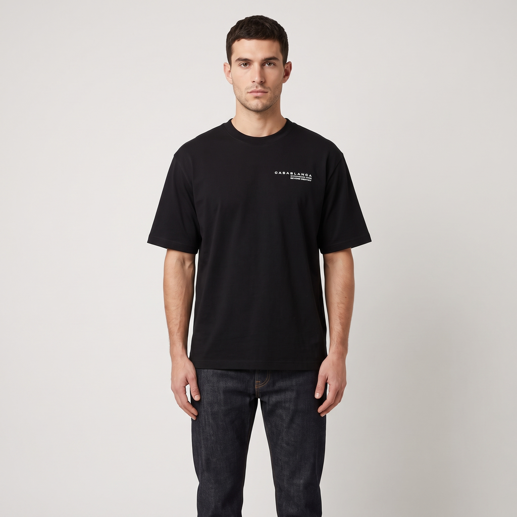 T-shirt Casablanca Oversized Glitch Orchid – porté – face