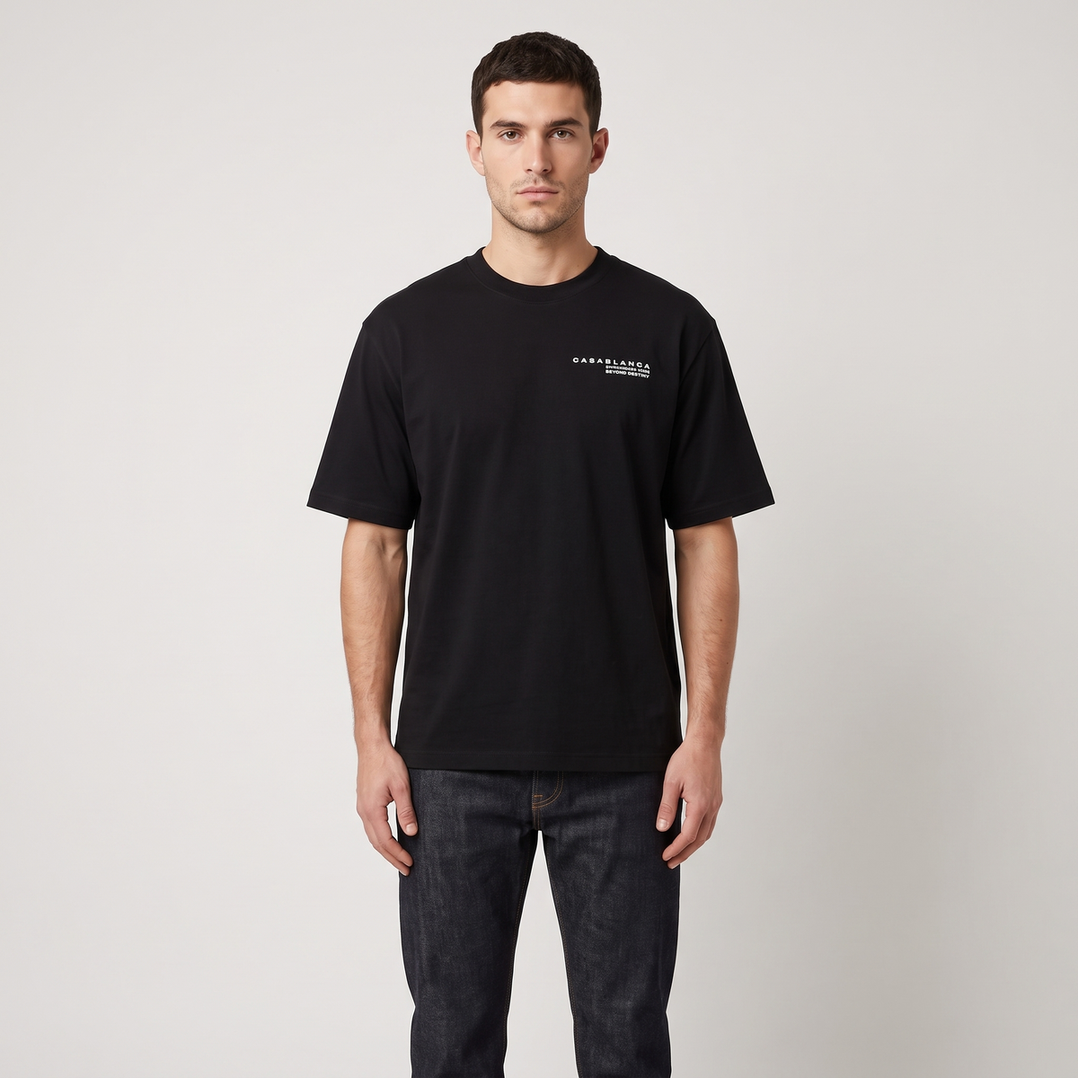 T-shirt Casablanca Oversized Glitch Orchid – porté – face