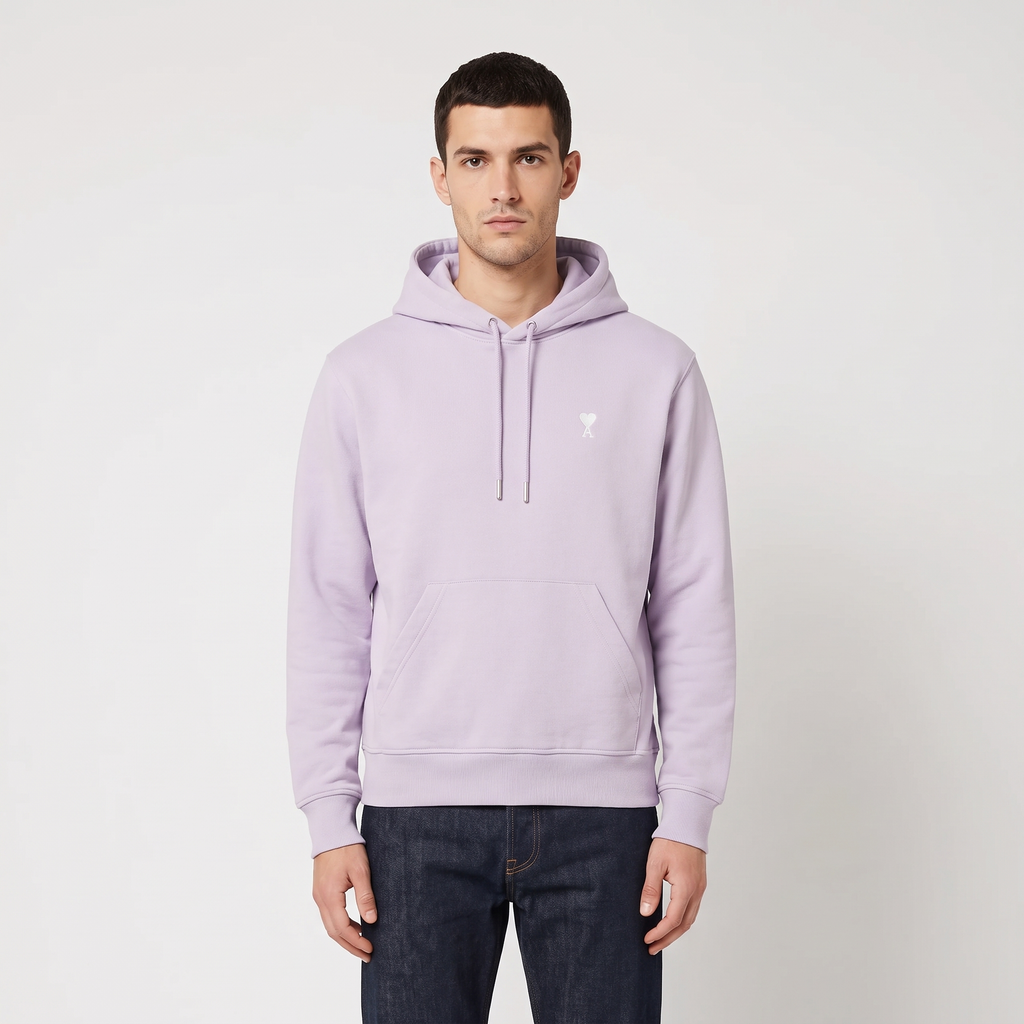 Hoodie Violet Ami de Coeur en Coton – porté – face