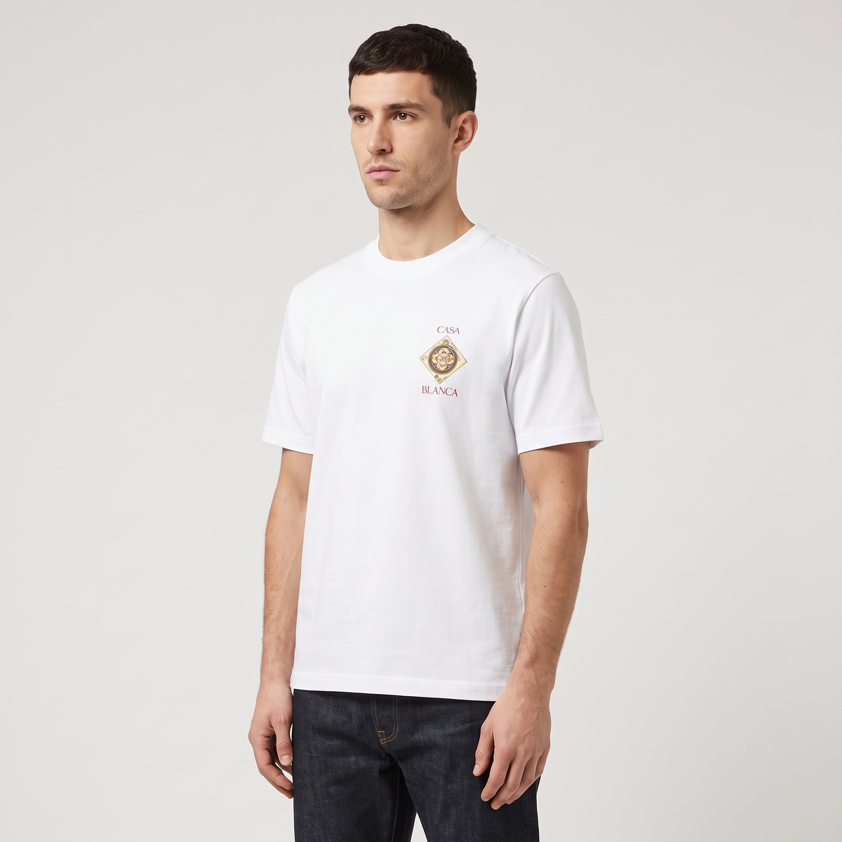 T-shirt Casablanca Plafond Orne de Musique White – porté – trois-quarts