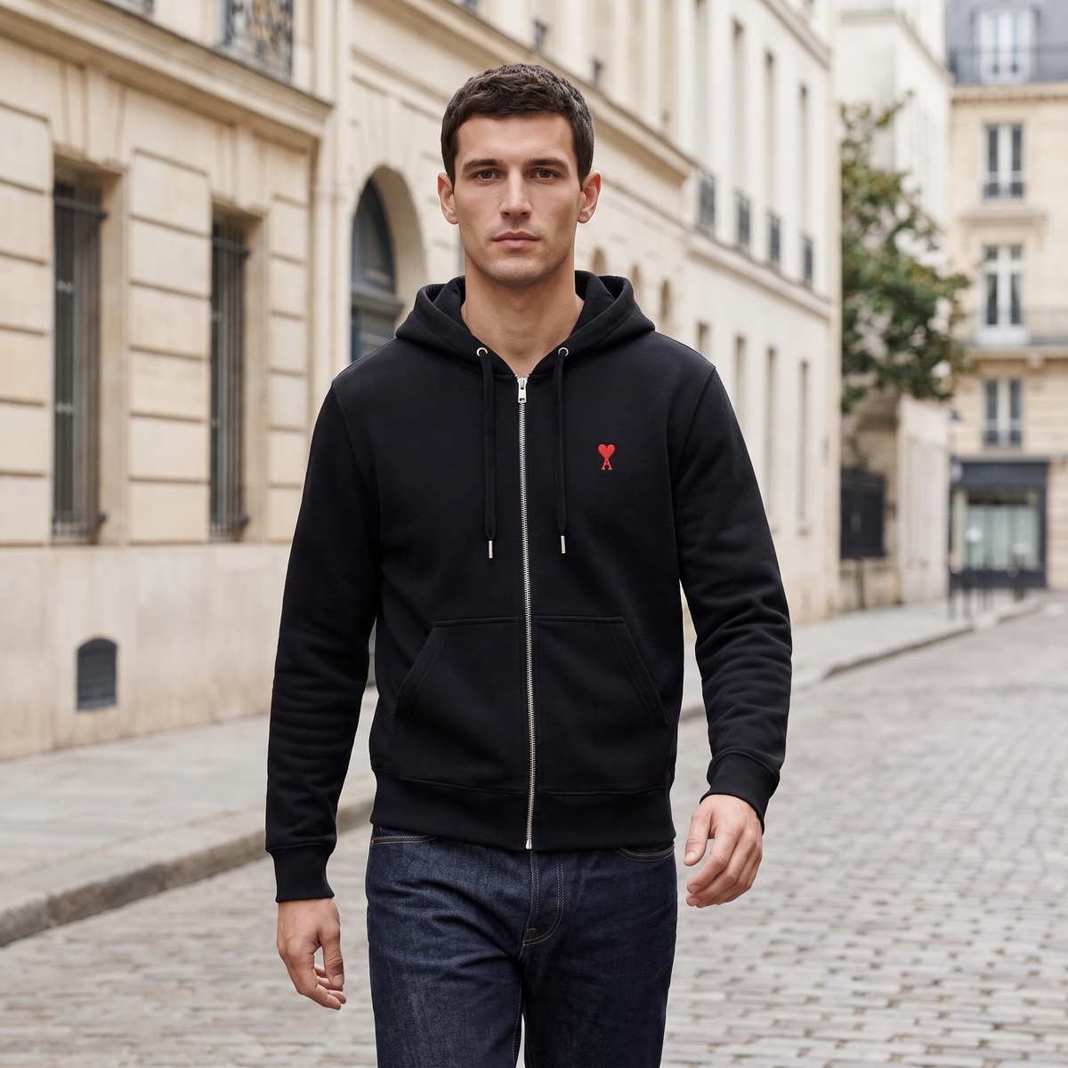 Hoodie Zippe Ami De Coeur en Coton – porté – ambiance