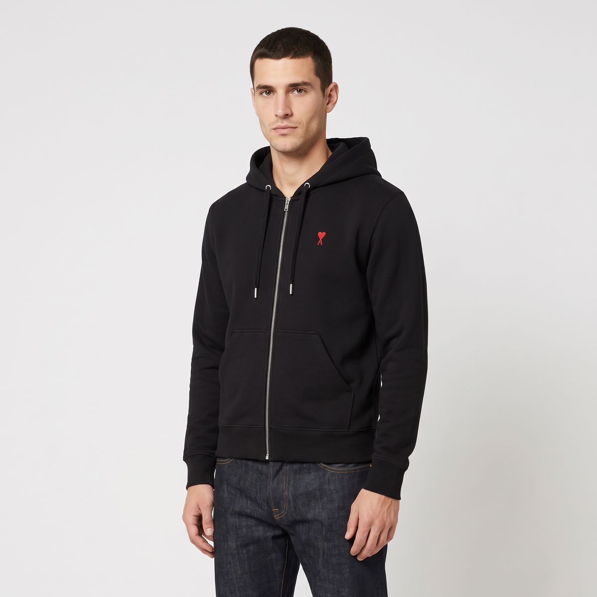 Hoodie Zippe Ami De Coeur en Coton – porté – trois-quarts