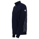 Veste en laine et cachemire à détails matelassés bleu marine