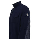 Veste en laine et cachemire à détails matelassés bleu marine