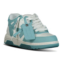Baskets Out Of Office en cuir blanc et bleu céladon