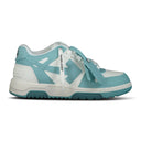 Baskets Out Of Office en cuir blanc et bleu céladon