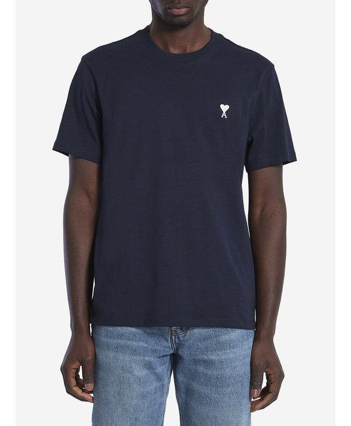 T-shirt Bleu Marine Ami de Coeur Blanc en Coton — Ami Paris — vue 2