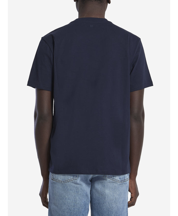 T-shirt Bleu Marine Ami de Coeur Blanc en Coton — Ami Paris — vue 3