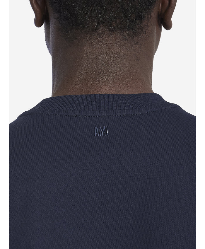 T-shirt Bleu Marine Ami de Coeur Blanc en Coton — Ami Paris — vue 4