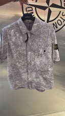 Chemise manches courtes imprimé minéral gris