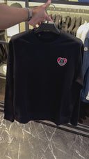 Sweat col rond à patch cœur
