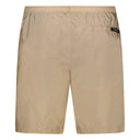Short de bain beige avec logo en caoutchouc noir