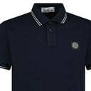 Polo slim fit bleu marine à col rayé