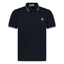 Polo slim fit bleu marine à col rayé
