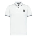 Polo slim fit blanc à col rayé