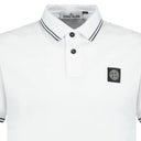 Polo slim fit blanc à col rayé