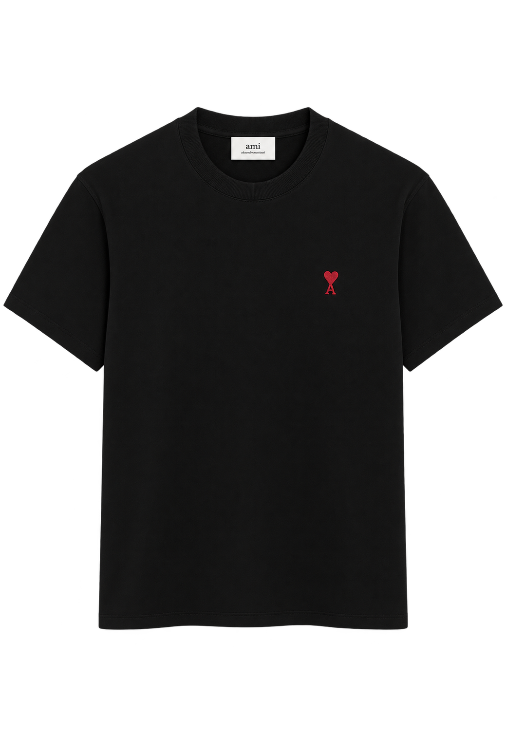 T-shirt Noir Ami de Coeur Rouge en Coton